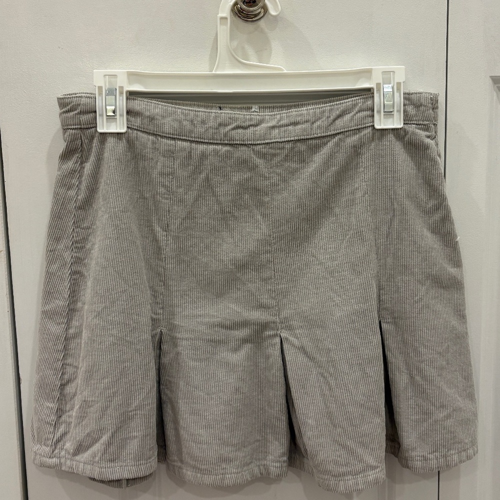 Urban Outfitters Grey Corduroy Pleated Mini Skirt